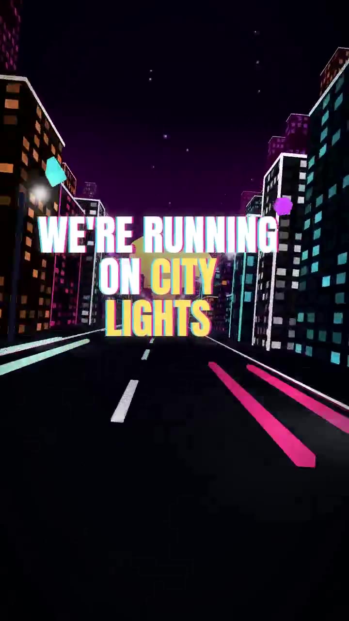 AI music video example: Running on City Lights, 15 second vertical cut